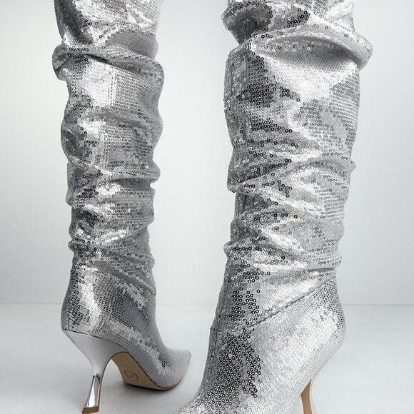 NIB Michael Kors Luna Sequin Embellished Tall Boots Size 6 Retail:$325 - Picture 1 of 8